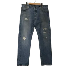 LEVI'S リーバイス 501 デニム ジーパン ジーンズ ボトム パンツ ボタンフライ クラッシュ加工 ダメージ メキシコ製 W36 L32サイズ ブルー