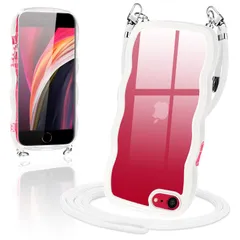 iPhone SE3 SE2 ケース クリア ショルダー SE 第3世代 第2世代 iPhone8 iPhone7 カバー スマホケース 創意 個性 肩掛け 首掛け 斜めかけケース 可愛い かわいい 韓国 透明 TPU 薄型 耐衝撃 アイフォンSE3/SE2/