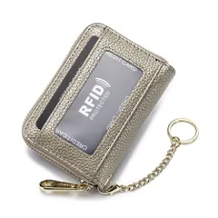 ☆ ゴールド ☆ RFID 本革 カードケース キーホルダ付き ycase5001 RFID 本革 カードケース キーホルダ付き コインケース 小銭入れ カード入れ 財布 じゃばら ミニ財布 お財布 サイフ カード ウォレット お札入れ お札 名刺 レディース