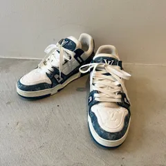 ルイヴィトン　Louis Vuitton　22年　LVトレイナーライン 　スニーカー　VL0272　デニム　モノグラム 　ホワイト　ブルー