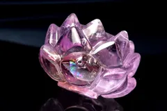 【１点物】繊細彫刻 アメトリン　33x34x24mm　睡蓮花彫刻 台座 置物 _CG6329【宅急便】