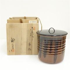古瀬戸　水指　【極上品】在銘　お茶道具／共箱 左平 瀬戸釉 水指 共箱 茶道具 - メルカリ