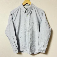 (^w^)b Eddie Bauer エディーバウアー 長袖シャツ ボタンダウン ストライプ柄 コットン 綿100% トップス シンプル カジュアル デイリー タウンユース ライトブルー メンズ サイズS
