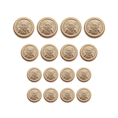 【在庫セール】DEVENTORZ ブレザー ボタン 16個セット 直径15mm/20mm/25mm アンティーク メタルボタン 交換 補修 学生服/スーツ/ブレザー用/コートなど 洋服用 袖口 金 アクセサリー セット DIY 手作り おしゃれ 麦穂バッジ 装