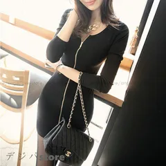 ワンピース 長袖 タイト ミニ丈 レディース 秋新作 タイトワンピ ZIPセクシー 体型カバー 無地通勤 オフィス OL 大人ファッション きれいめ#cupload71657