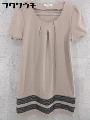 ◇ NATURAL BEAUTY BASIC スパンコール 半袖 ミニ ワンピース サイズM ベージュ レディース 【中古】 【1002798498563】