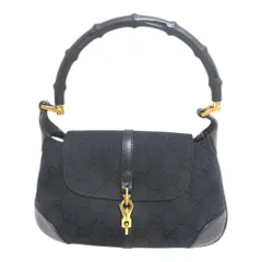 美品 GUCCI グッチ ニュージャッキー バンブーライン GGキャンバス アクセサリーポーチ ハンドバッグ ブラック×ゴールド金具 レディース 古着 中古 USED