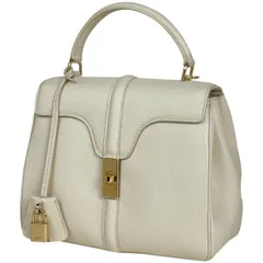 セリーヌ CELINE セーズ 16 ハンドバッグ スモール ハンドバッグ レザー ホワイト レディース 【中古】のサムネイル