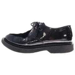 SAINT LAURENT PARIS (サンローランパリ) テディ パテント ベロアレースアップシューズ ブラック 710280