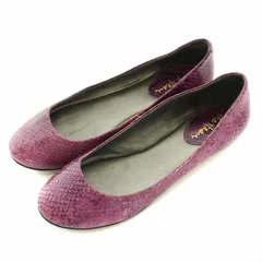 コールハーン COLE HAAN パンプス フラットシューズ ラウンドトゥ パイソンレザー US6.5 23.5cm 紫 パープル /BB
