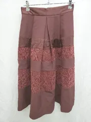 ◇ ⊇ JILLSTUART ジルスチュアート レース 膝下丈 フレア スカート サイズ0 レッド系 レディース P  【1409090022043】のサムネイル
