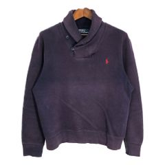 Polo by Ralph Lauren ポロ ラルフローレン サンフェード ショールカラー コットンニット セーター ネイビー (メンズ L) 中古 古着 T3278
