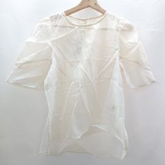 ◇ ◎●未使用● ⊂ JUNOAH ジュノア パプスリーブ 半袖 シアートップス サイズM オフホワイト レディース E  【1409100067620】