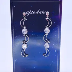 【伊達政宗／戦国武将アクセサリー】三日月とジルコニアのライトピアス【S】