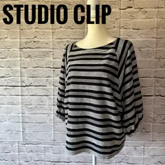 【studio CLIP】スタジオクリップ ボーダー パフスリーブトップス ゆったり 大きめサイズ LLサイズ E-14