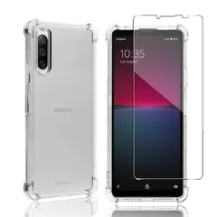 【在庫セール】Xperia 10 IV SO-52C / SOG07 用の ケース + ガラスフィルム 柔軟 TPU 対応 カバー 全透明 散熱加工 黄変しにくい 日本旭硝子製 フィルム 強化ガラス 硬度9H 高透過率 飛散防 [ 全面保護カバー Wekrsu