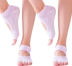 COMFORTIS ヨガソックス ピラティス 靴下 レディース 滑り止め つま先なし ヨガ靴下 2枚セット(ライトピンク,  22.0-25.0 cm)