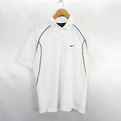 ナイキゴルフ NIKE GOLF ポロシャツ 半袖 DRI-FIT ロゴ 切替 XL ホワイト×ブラック ※EKM