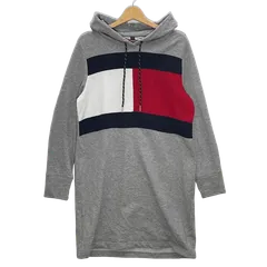 TOMMY HILFIGER DENIM トミーヒルフィガーデニム スウェットワンピース パーカーワンピース パーカー フ―ディー フード フロント刺繍 インドネシア製 レディースL/Gサイズ グレー