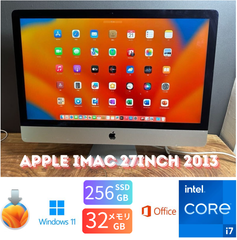「美品大容量」Apple iMac 27inch 2013/CPUi7 3.5GHZ/32GB/SSD256GB+2TBHDD/office2024/Windows11/CJ360