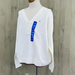 新品タグ付き TOMMY HILFIGER  トミーヒルフィガー ニット 前ボタン付きセーター L/Gサイズ ホワイト Item#44649 レディース/56848在