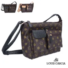 ショルダーバッグ ルイ・ガルシア 4357 オーストリッチ風 型押し 斜め掛け バッグ ブラック ベージュ ルイガルシア LOUIS GARCIA