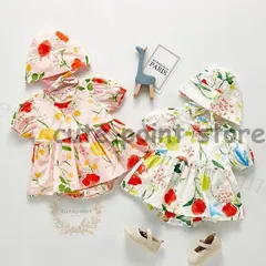 花柄ロンパース 半袖 夏 女の子 出産祝い ベビー服 春 夏 66-100 セットアップ ワンピース風 可愛い韓国子供服 赤ちゃん衣装 百日祝いお食い初め お宮参りギフト
