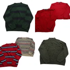 古着卸 まとめ売り チャップス CHAPS セーター 6枚セット (メンズ L ) ボーダー ケーブル編み ハーフジップ 中古 古着 NC2896