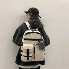 ☆男女兼用 韓国系 大容量 多機能 リュック バックパック マザーズバッグ 通学 通勤  旅行 カジュアル アウトドア 白&黒675