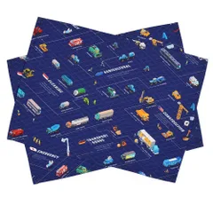 【数量限定】布 給食 おしゃれ ランチョンマット(25cm×35cm) 子供用 2枚セット 男の子 クルマ社会の交通インフラ ランチョンマット