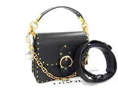 ■極美品■ COACH コーチ 4600 レザー 2WAY クロスボディ ショルダーバッグ ハンドバッグ 斜め掛け ブラック系×ゴールド系 FN1683