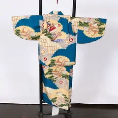 男児一つ身被布コート付き　青　ベージュ　茶　黒　緑　鷹　南蛮船　TT15