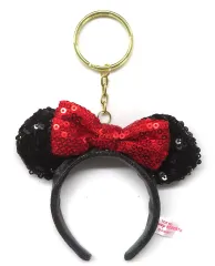 【中古】キーホルダー ミニーマウス(ブラック×レッド) スパンコールカチューシャキーチェーン 「ディズニー」 東京ディズニーリゾート限定