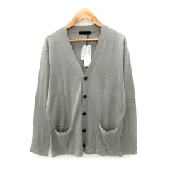 メンズメルローズ MEN'S MELROSE カーディガン ミドル丈 Vネック 無地 シルク 46 S グレー /SY27のサムネイル