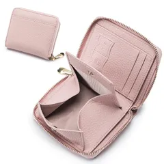 二つ折り財布 本革 財布 レディース 2つ折り 小さい パスポートケース 財布 コンパクト ミニウォレット 超軽量 可愛い 小銭入れ付き (ピンク)