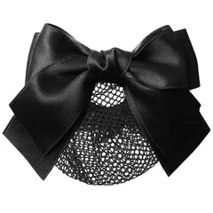 新品 リボン バレッタ ネット 髪飾り リボン シニヨンネット お団子ネット ヘアアクセサリー まとめ髪 ヘアネット 髪色隠し お団子 バレッタ ヘアクリップ 髪飾り リボン おしゃれ シンプル 大きめ 卒業式 デート 冠婚葬祭 (ブラック HD)