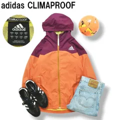 アディダス adidas US ウィンド フーデット ジャケット クライマプルーフ CLIMAPROOF 裏地 メッシュ S オレンジ x パープル x イエロー メンズ