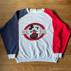 90's Disney Mickey & Co. crazy raglan sleeve sweat. ディズニー　ミッキー　スウェット　USA 古着　メンズ　レディース　グレー　L