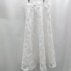 ◇ ⊂ tocco closet トッコ クローゼット 花柄レース チェック柄 ロング フレア スカート サイズM ホワイト レディース E  【1506190012377】