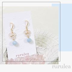 ♢白桜ピアス/イヤリング♢ 天然石 : アクアマリン 匿名配送