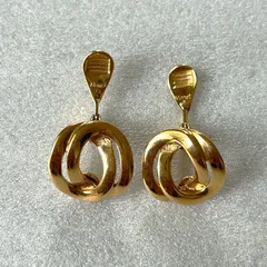 MONET モネ ヴィンテージ イヤリング オーバル ゴールド 大ぶり 丸い レトロ クリップ式★刻印アリ