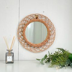 【訳あり】 アトレット 展示品 壁掛け ウォールミラー ミラー 鏡 バンブー ラタン 北欧 北欧暮らし 家具 インテリア 玄関 リビング トイレ ナチュラル おしゃれ かわいい シンプル 丸型 丸い 32 cm 軽量 軽い   【M01