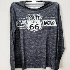 新品 ルート66 ロンティー ロンT プリント クラシック メンズ Tシャツ バイカー 長袖 ロングスリーブ ヴィンテージ風 おしゃれ デザイン グレー 韓国 韓流 オルチャン 冬服 ドライ生地