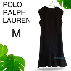 ★美品★ POLO RALPH LAUREN ポロラルフローレン ワンピース ストレッチ生地 フリル M ブラック　フォーマル　セレモニー　送料無料　古着　レディース