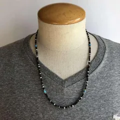 【黒】55cm ネイティブカラー ビーズネックレス メンズ レディース