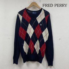 FRED PERRY フレッドペリー ニット、セーター 長袖 アーガイル ウール ニット Vネック セーター 長袖 ワンポイント ロゴ 刺繍