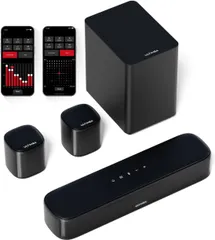 250Wピークパワー BT/光/AUX対応 サブウーファー/サラウンドスピーカー/リモコン/電源アダプター/取付用アクセサリー付き 家庭用 黒 APP制御可能 サラウンドサウンドシステム バーチャル Aura Bluetooth 5.1CH ホームシアター Aのサムネイル