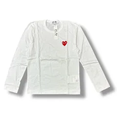 未使用品 PLAY COMME des GARCONS ハートワッペン Tシャツ L/S カットソー ロンT レディース プレイコムデギャルソン AZ-T117 ホワイト M 98593A9