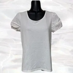 3can4on　サンカンシオン　Tシャツ　ホワイト　レディース　半袖　レース　丸首　無地　シンプル　定番　伸縮性なし　透け感なし