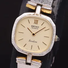 稼働 良品 セイコー QZ 2320-6680 エクセリーヌ ゴールド系文字盤 レディース腕時計 YSD